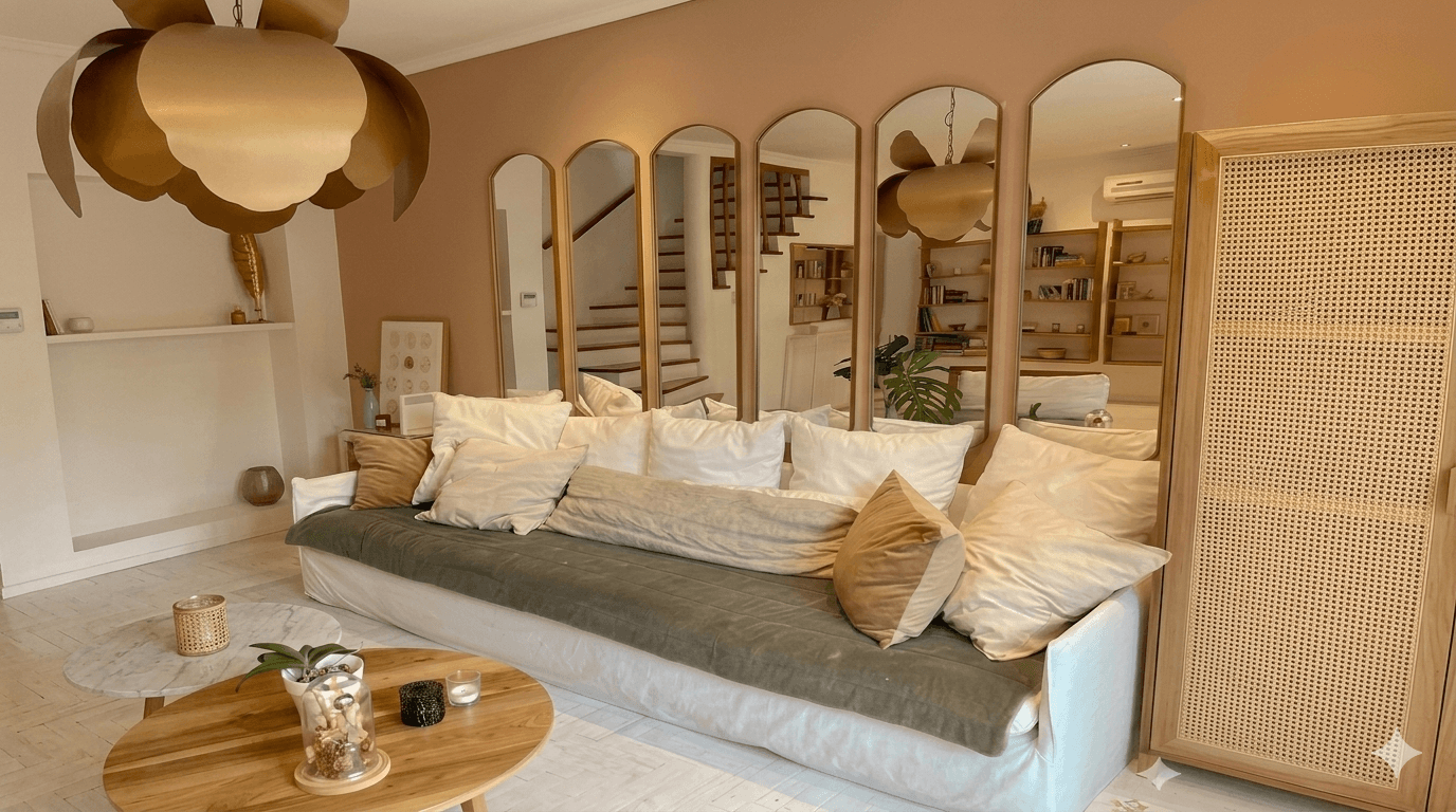 Interior contemporáneo con iluminación cálida